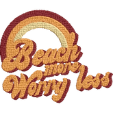 Beach-More-Worry-Less-Vintage- Embroidery Design - FineryEmbroidery